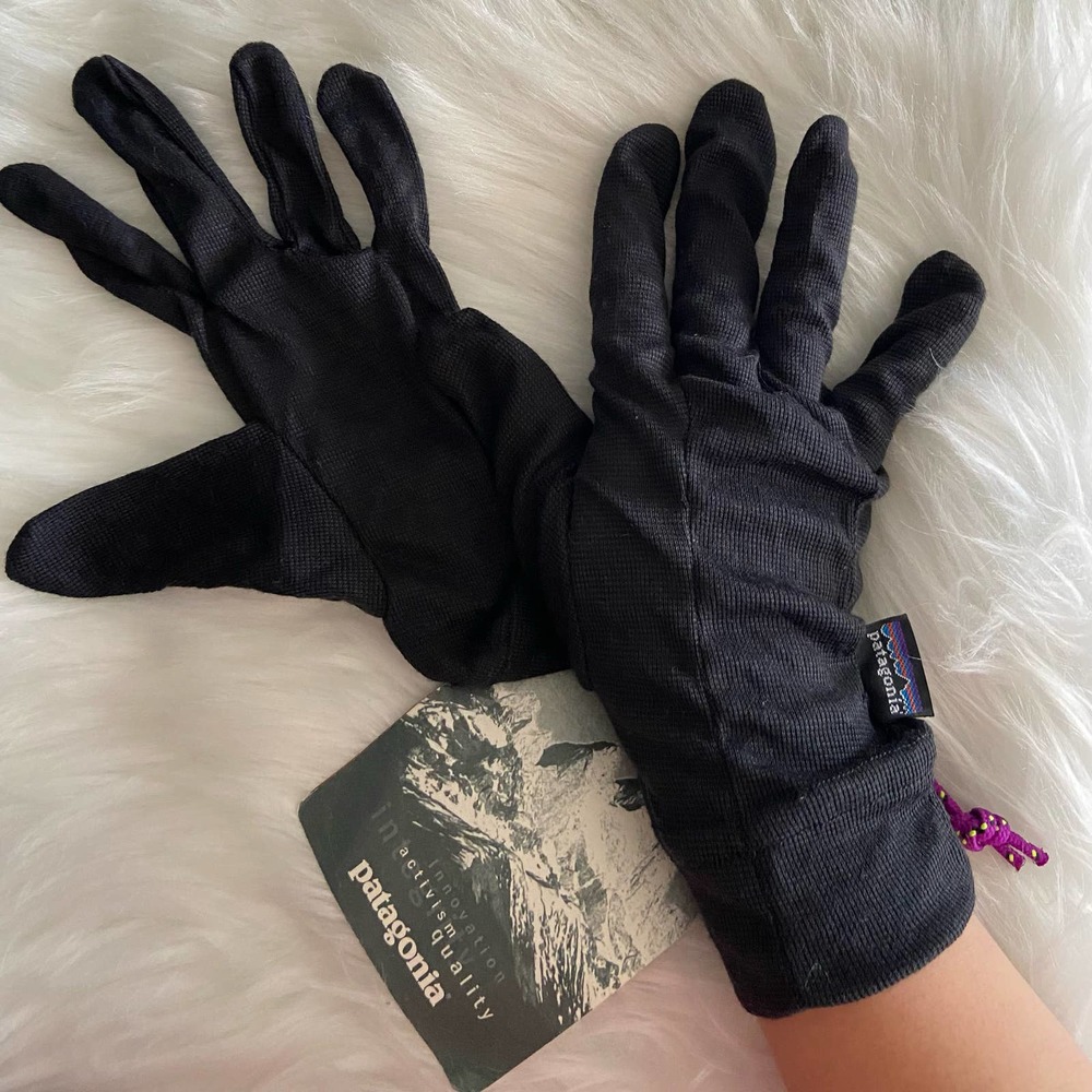 Vintage Patagonia Black Lightweight Capilene Glove Linners Size M